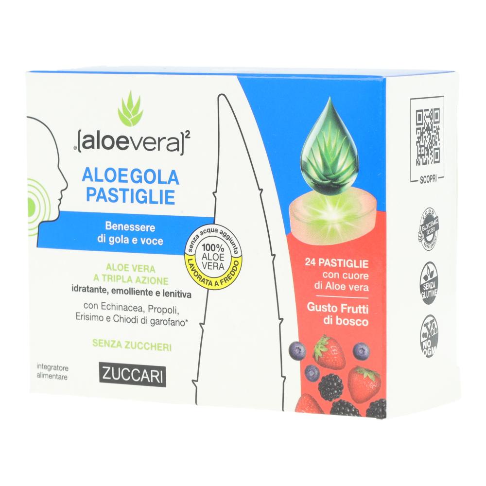 Zuccari - [aloevera]²Aloegola Benessere Gola e Voce Gusto Frutti Di Bosco Confezione 24 Pastiglie