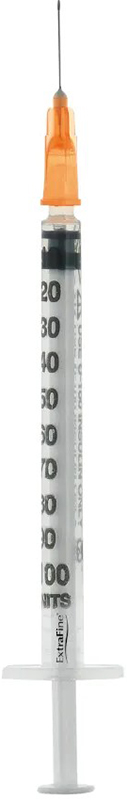 Siringa Insulina Extrafine 1ml G25 Ago Removibile