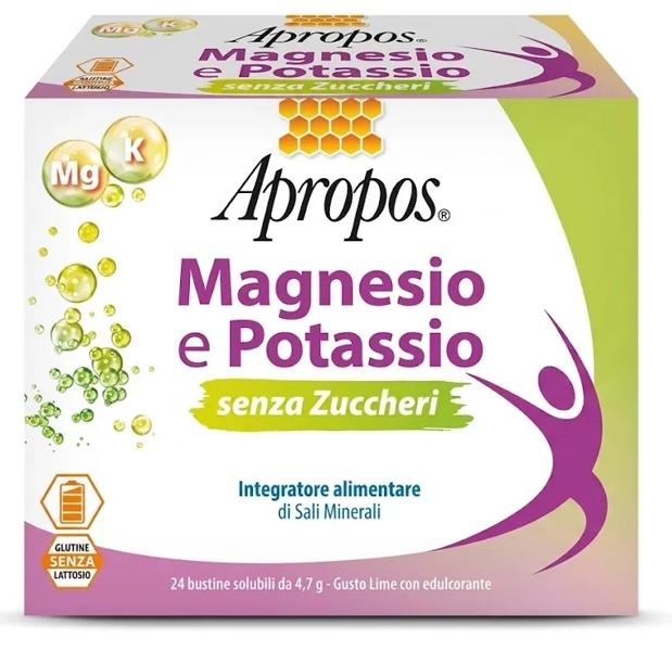 Apropos Magnesio e Potassio Senza Zuccheri Integratore di Sali Minerali 24 Bustine