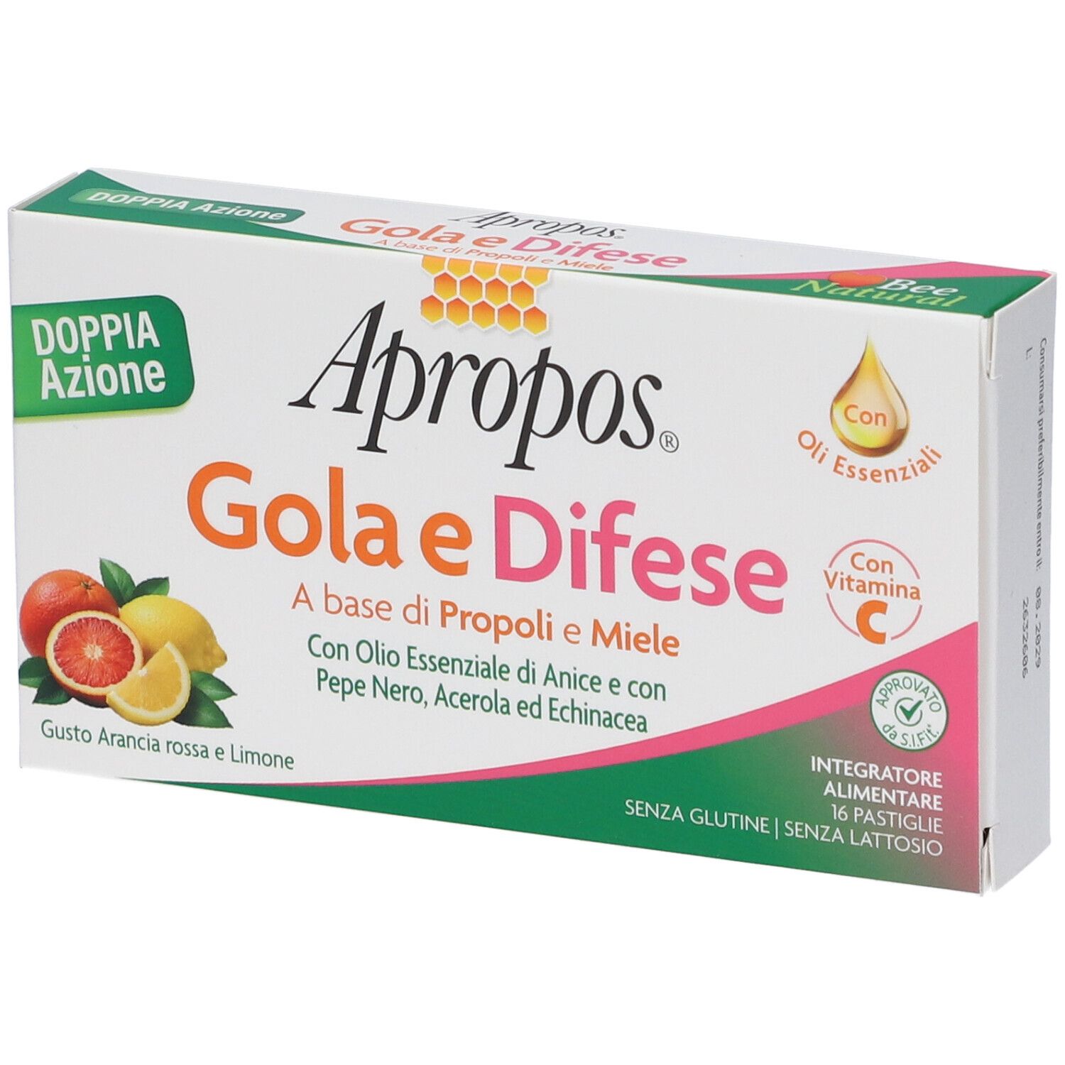 Apropos Gola e Difesa 16 Pastiglie Gusto Arancia Rossa e Limone Integratore Difese Immunitarie