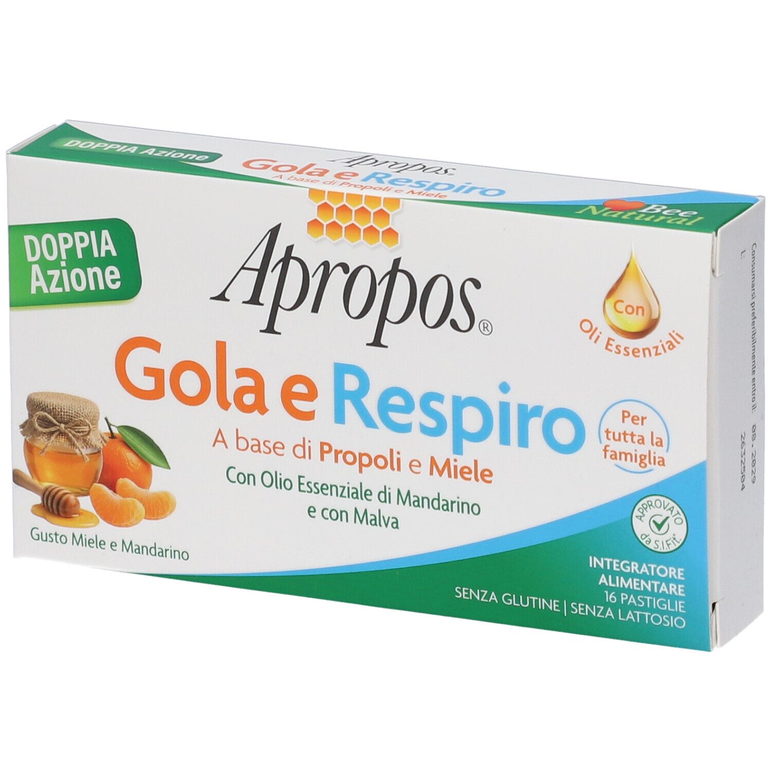 Apropos Gola e Respiro 16 Pastiglie Gusto Miele e Mandarino Integratore per le Vie Respiratorie