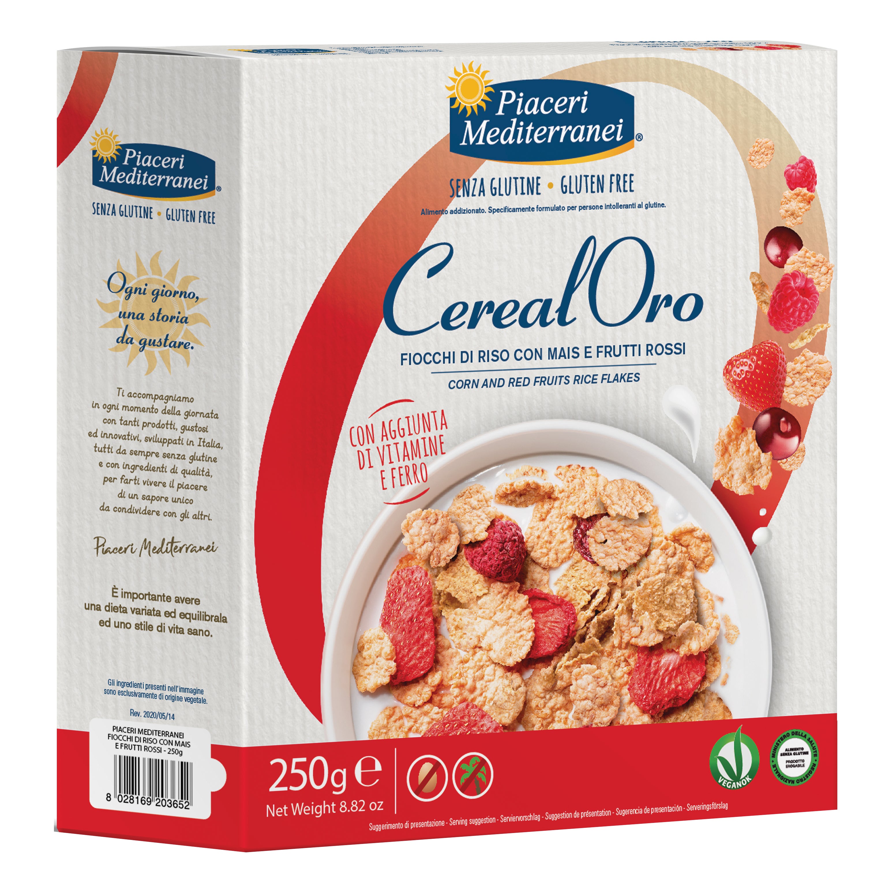 Piaceri Mediterranei CerealOro Fiocchi Di Riso Mais E Frutti Rossi Senza Glutine 250 g