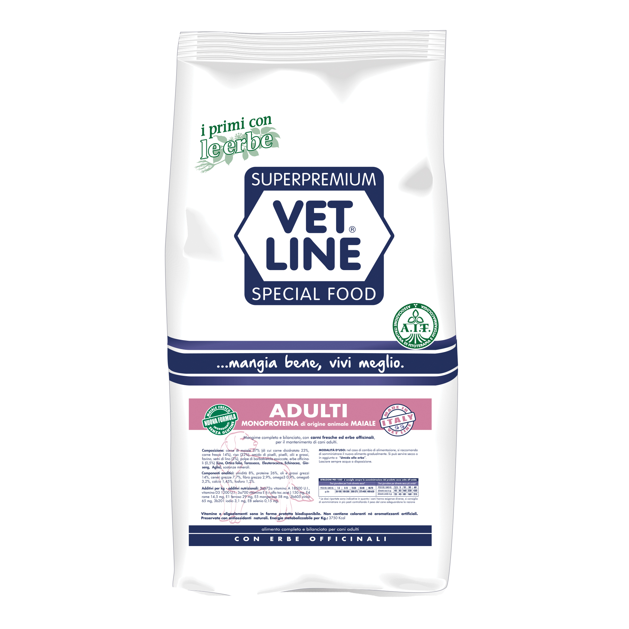 Vetline Cane Adulto Monoproteico Maiale 3 Kg