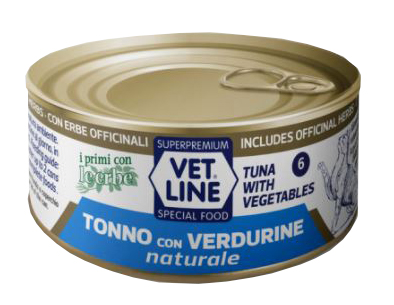 Vet line per gatto tonno naturale+verdurine 70 g