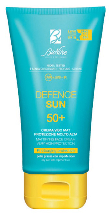 BioNike Defence Sun - Crema Viso Mat SPF50+ Pelle Grassa con Imperfezioni, 50ml