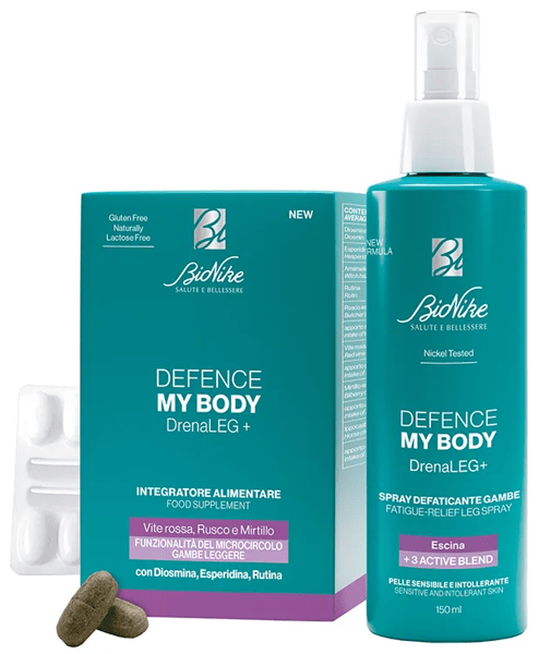 Bionike Defence My Body DrenaLeg+ Kit In&Out Trattamento Drenante co Spray 150 ml + Integratore 60 Compresse