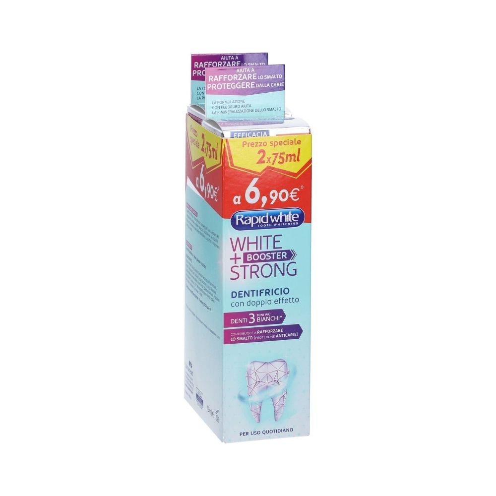 Rapid White White + Booster Strong Dentifricio Doppio Effetto, 2 x 75ml — confronto prezzi
