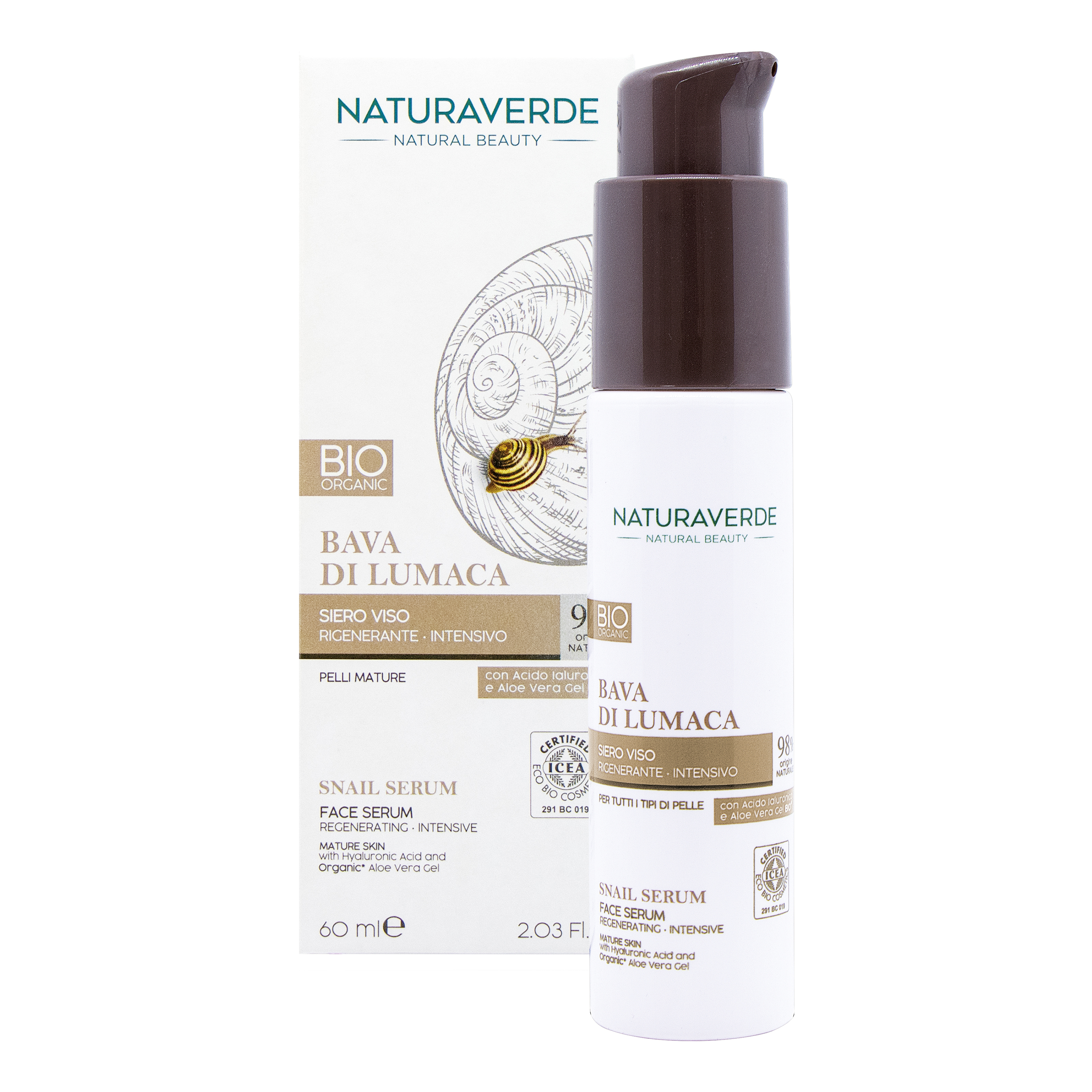 Natura verde bio bava di lumaca siero viso rigenerante intensivo 60 ml