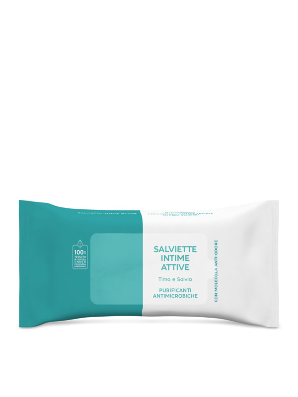 Farmacisti Preparatori Salviette Intime Attive - Purificanti e antimicrobiche con timo e salvia, 15 salviette