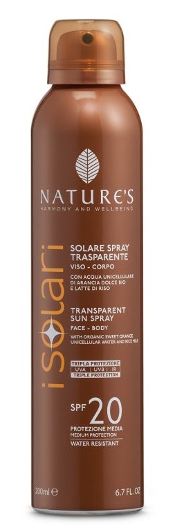 Nature's I Solari Spray Trasparente Spf 20 Protezione Viso Corpo 200ml
