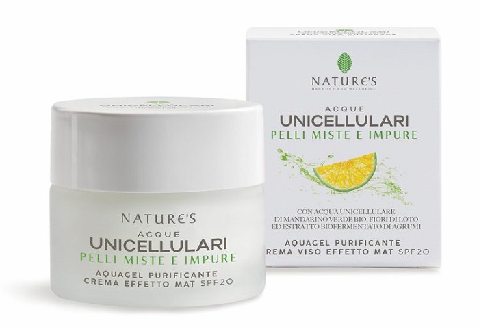 NATURE'S Acque Unicellulari Acquagel Purificante Crema Effetto Mat Spf20 50 ml solare