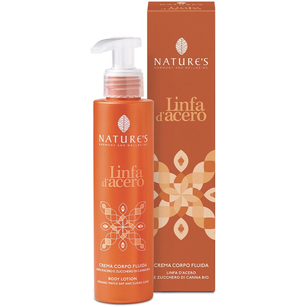 Nature's Linfa D'Acero Crema Corpo Fluida Idratante con Estratti di Acero e Canna da Zucchero Bio 150 ml - Nature's