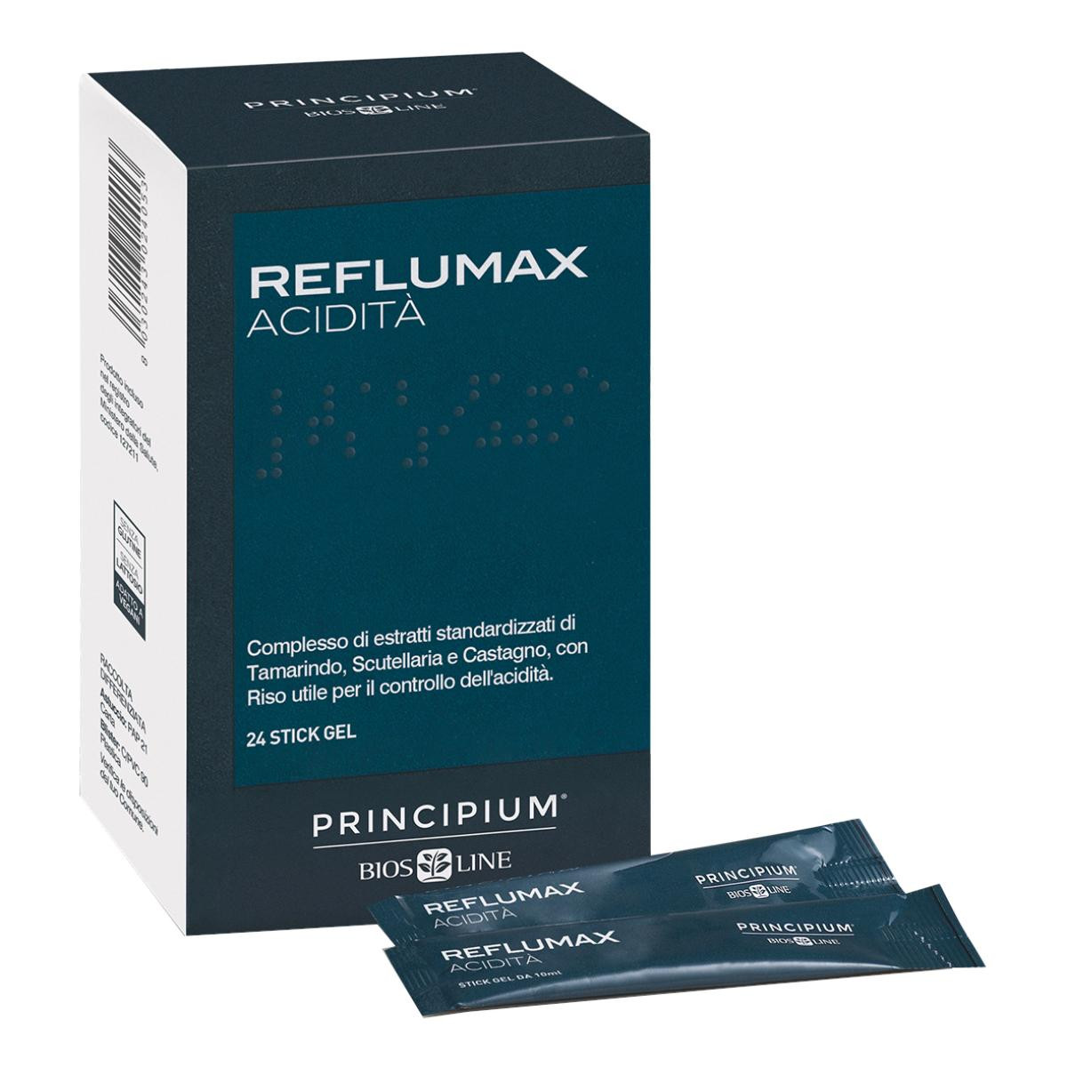 Principium Reflumax Acidità Integratore Per Il Controllo Dell’acidità Gastrica 24 Stick Gel