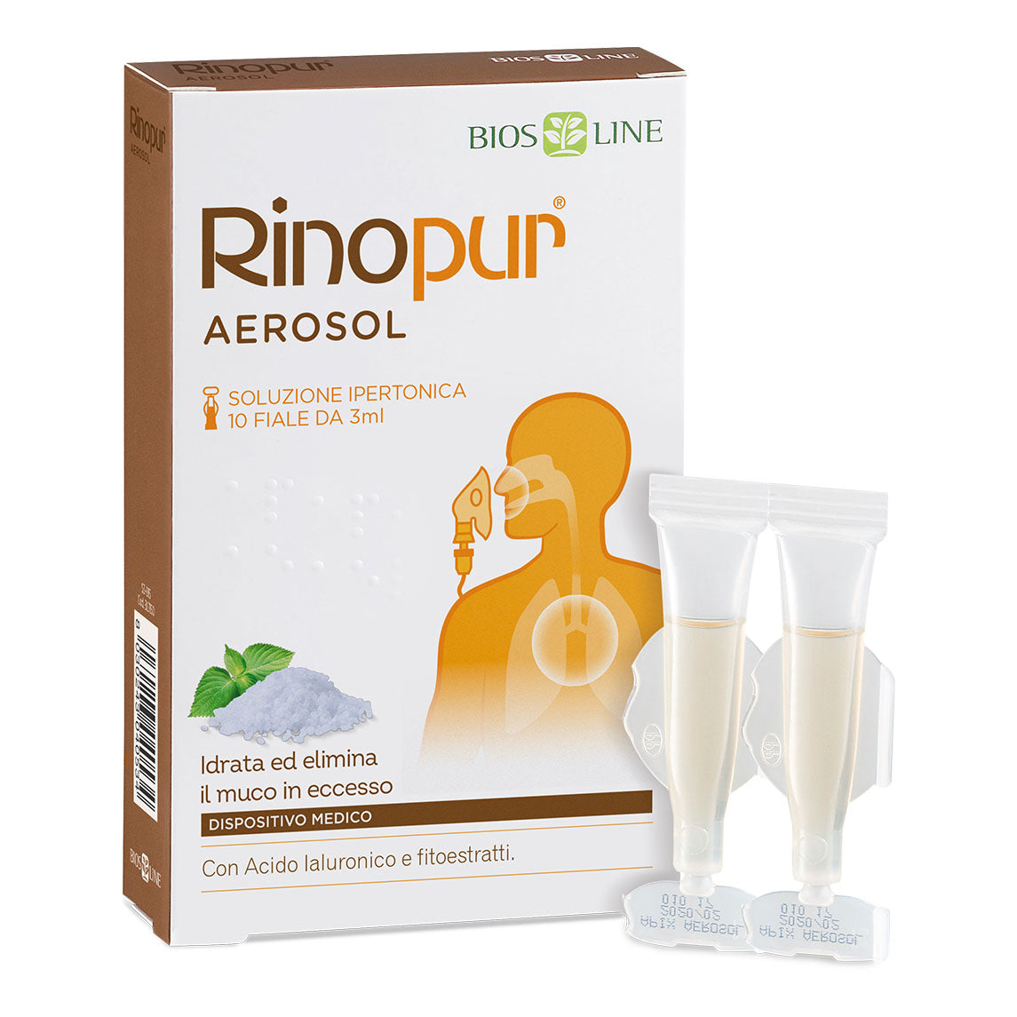 Bios Line Rinopur Aerosol - Soluzione mucolitica per l'aerosol Rinopur Bios Line, 10 flaconcini