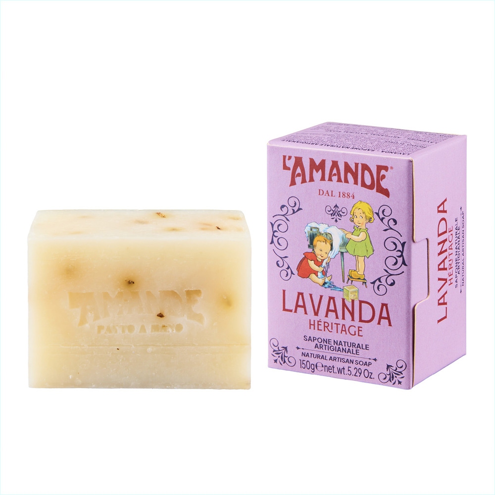 L'Amande Sapone Naturale Artigianale Lavanda detergente per viso e il corpo, 150 g