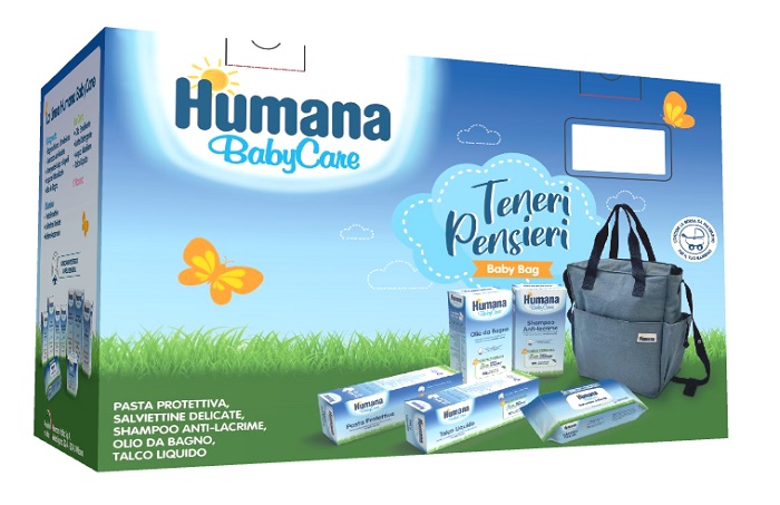 Teneri pensieri baby bag baby care pasta 100 ml + salviette 72 pezzi + olio da bagno 200 ml + shampoo 200 ml + talco liquido 100 ml