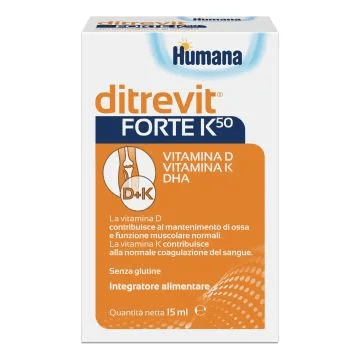 Humana Ditrevit Forte K - Integratore in gocce con vitamina D, vitamina K e DHA, 15 ml