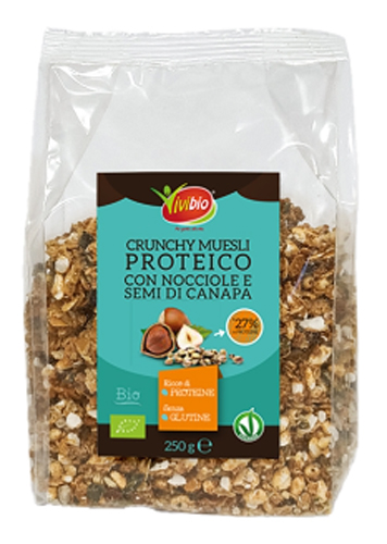 Vivibio crunchy proteico con nocciole senza glutine 250 g