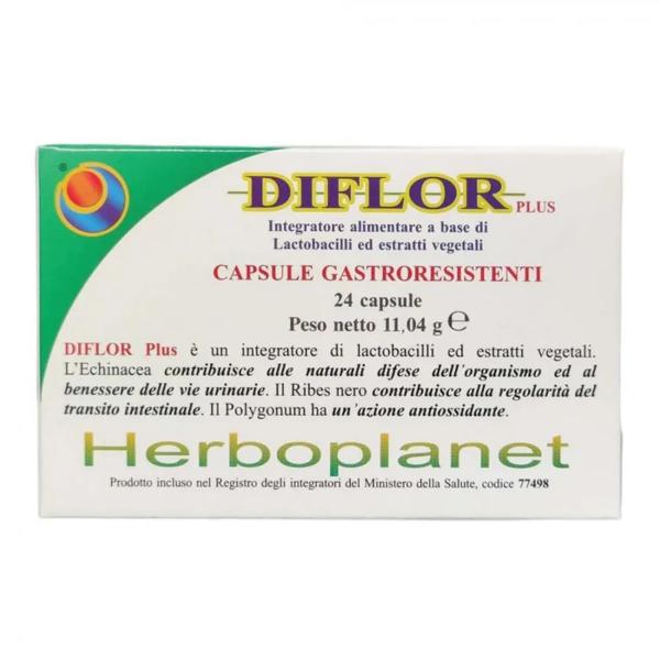 Herboplanet Diflor Plus Integratore Benessere Intestinale e Urinario 24 Capsule