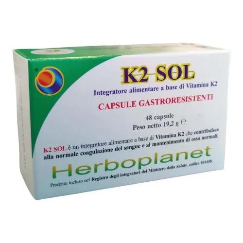Herboplanet K2 Sol Integratore Alimentare Vitamina K2 48 Capsule