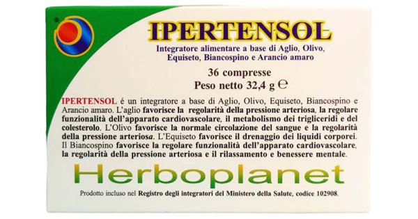 Herboplanet Ipertensol Integratore per Regolarità Pressione Arteriosa 36 Compresse — confronto prezzi