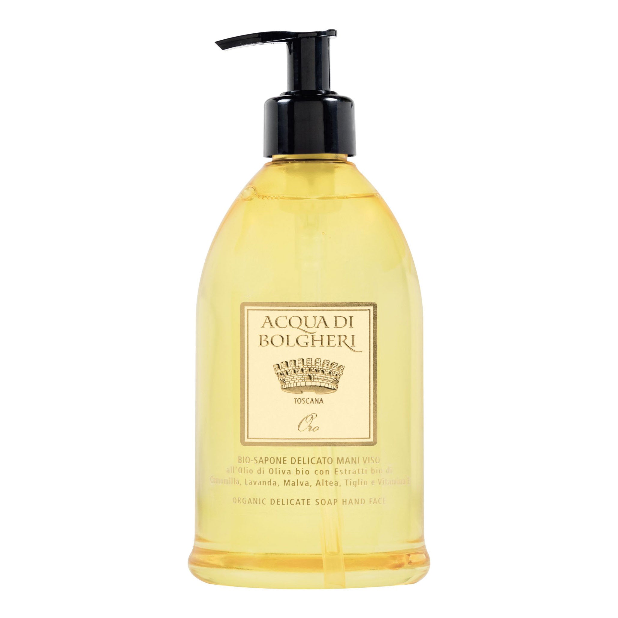 Acqua di Bolgheri Bio Sapone Delicato Mani e Viso ORO Detergente per Uso Quotidiano 500 ml