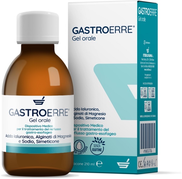 gastroerre Sterilfarma - Gel antiacido e lenitivo per il reflusso gastroesofageo, 210 ml