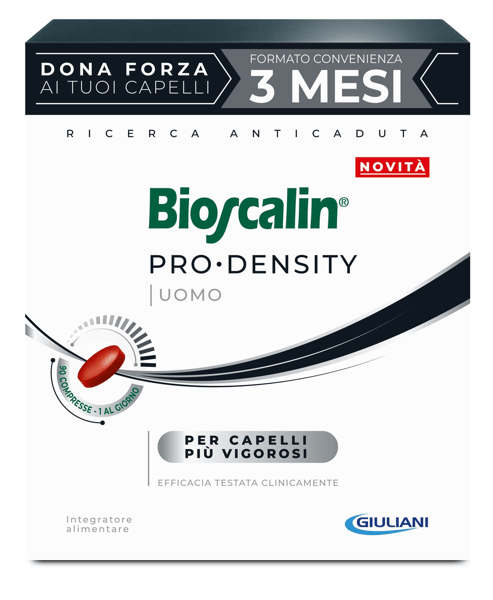 Bioscalin Pro Density Uomo 90 Capsule Integratore Anti-Caduta per Capelli più Vigorosi 3 Mesi di Trattamento