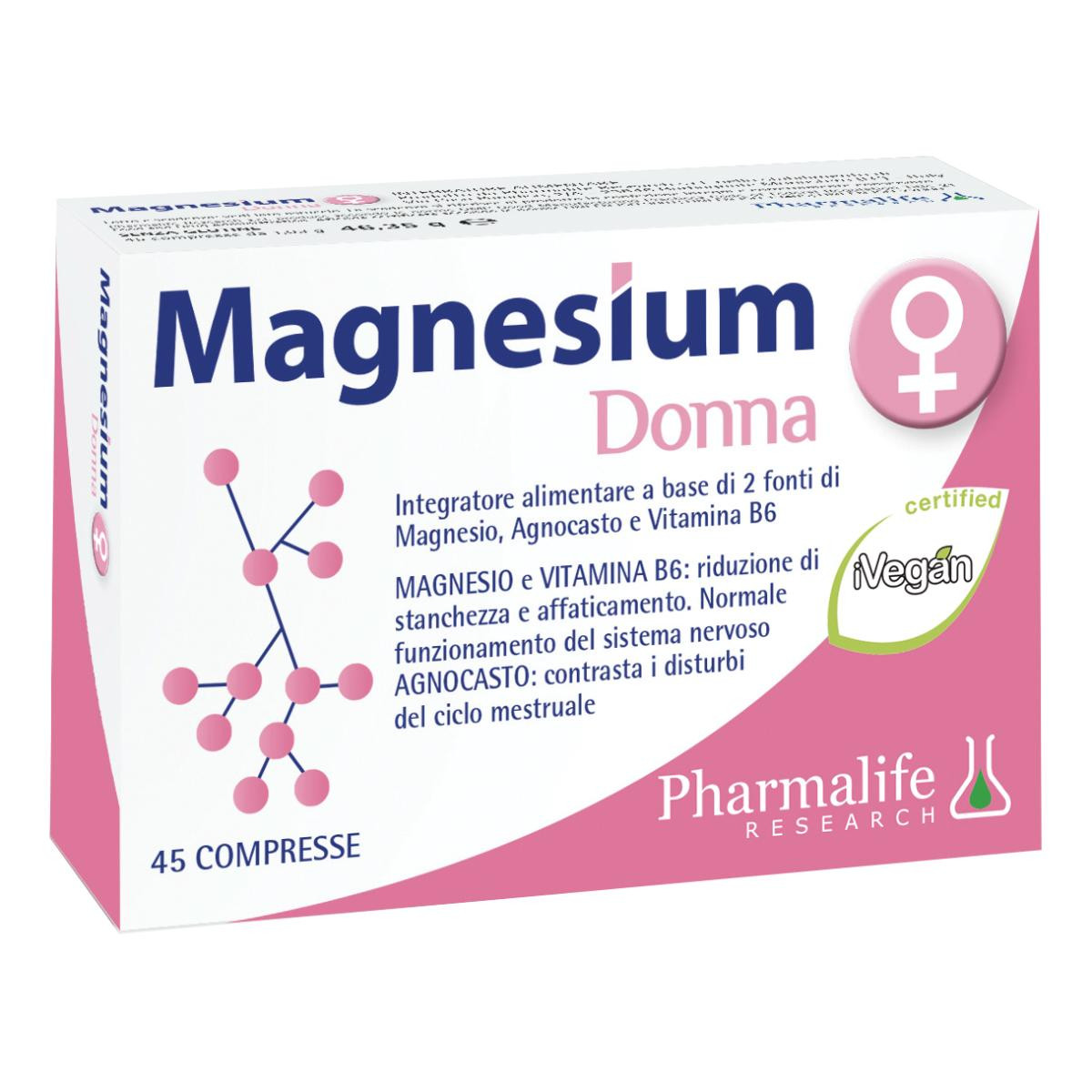 Pharmalife Magnesium Donna integratore Per Stanchezza Fisica e Mentale 45 Compresse