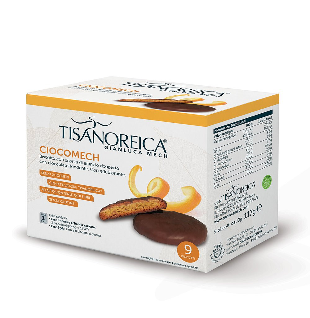 Tisanoreica ciocomech biscotto al cioccolato e arancia 9 biscotti 13g