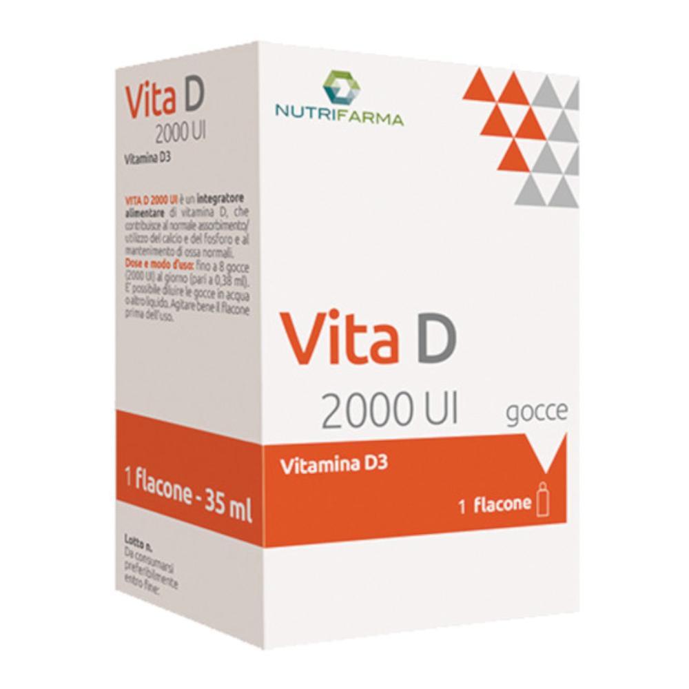Aqua Viva Nutrifarma - Vita D 2000 UI Gocce Integratore di vitamina D per ossa e difese immunitarie, 35 ml