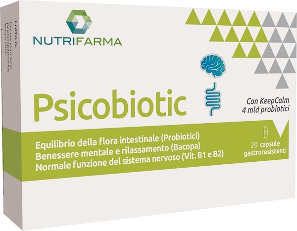 Nutrifarma Psicobiotic Integratore per la flora intestinale e il benessere mentale, 20 capsule
