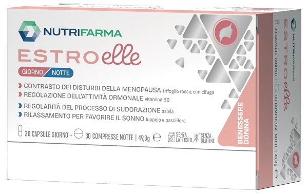 Nutrifarma Estroelle Integratore per i disturbi della menopausa, 30 capsule giorno e 30 compresse notte