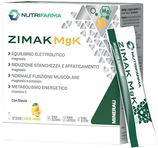 Nutrifarma Zimak MgK Integratore di sali minerali per stanchezza e affaticamento gusto limone, 20 stick — confronto prezzi