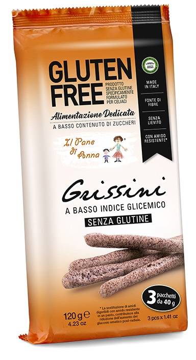 Pane anna grissini a basso indice glicemico 3 pacchetti da 40 g