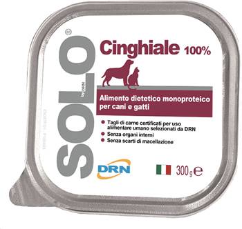 Solo Cinghiale Alimento Umido Monoproteico Ipoallergenico Cani e Gatti 300 g