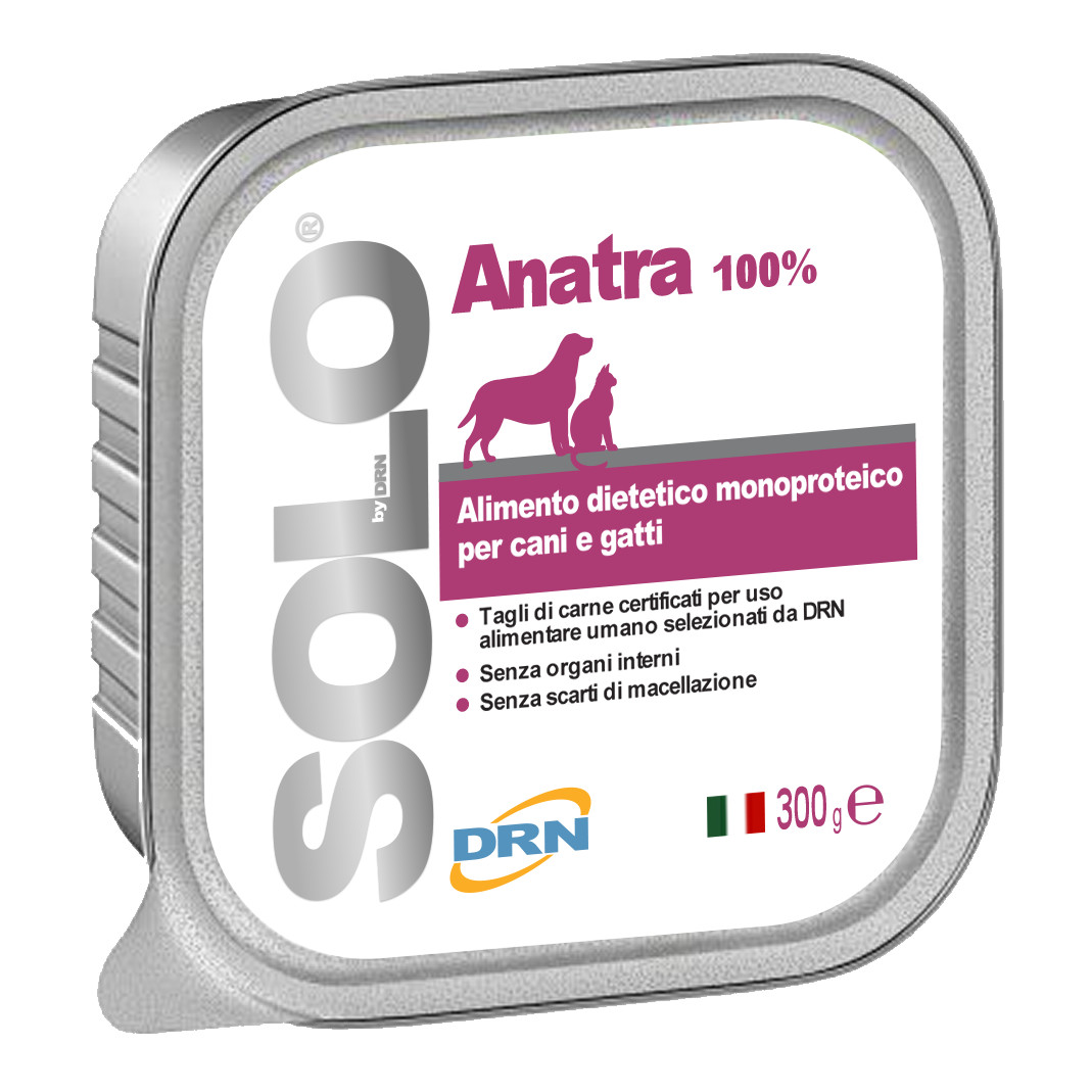 Solo Anatra Alimento Umido Monoproteico Ipoallergenico Cani e Gatti 300 g