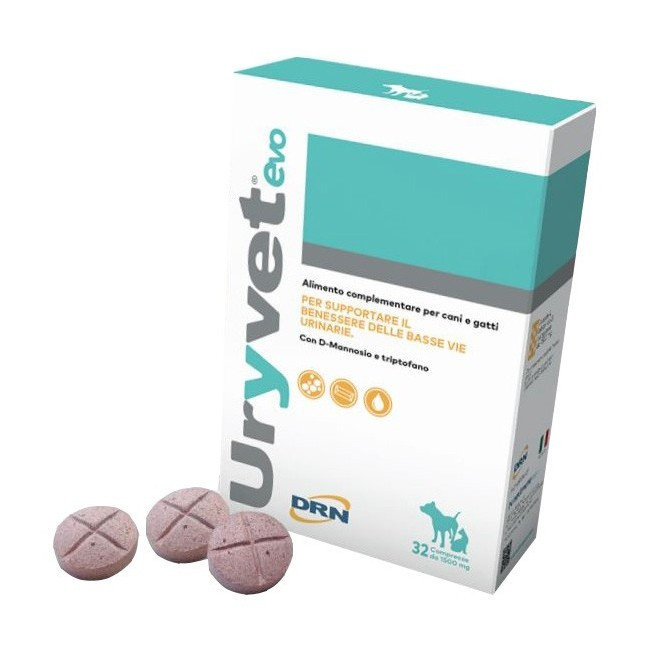 Uryvet Evo 1500 mg Mangime Complementare per Vie Urinarie Cani e Gatti 32 Compresse — confronto prezzi