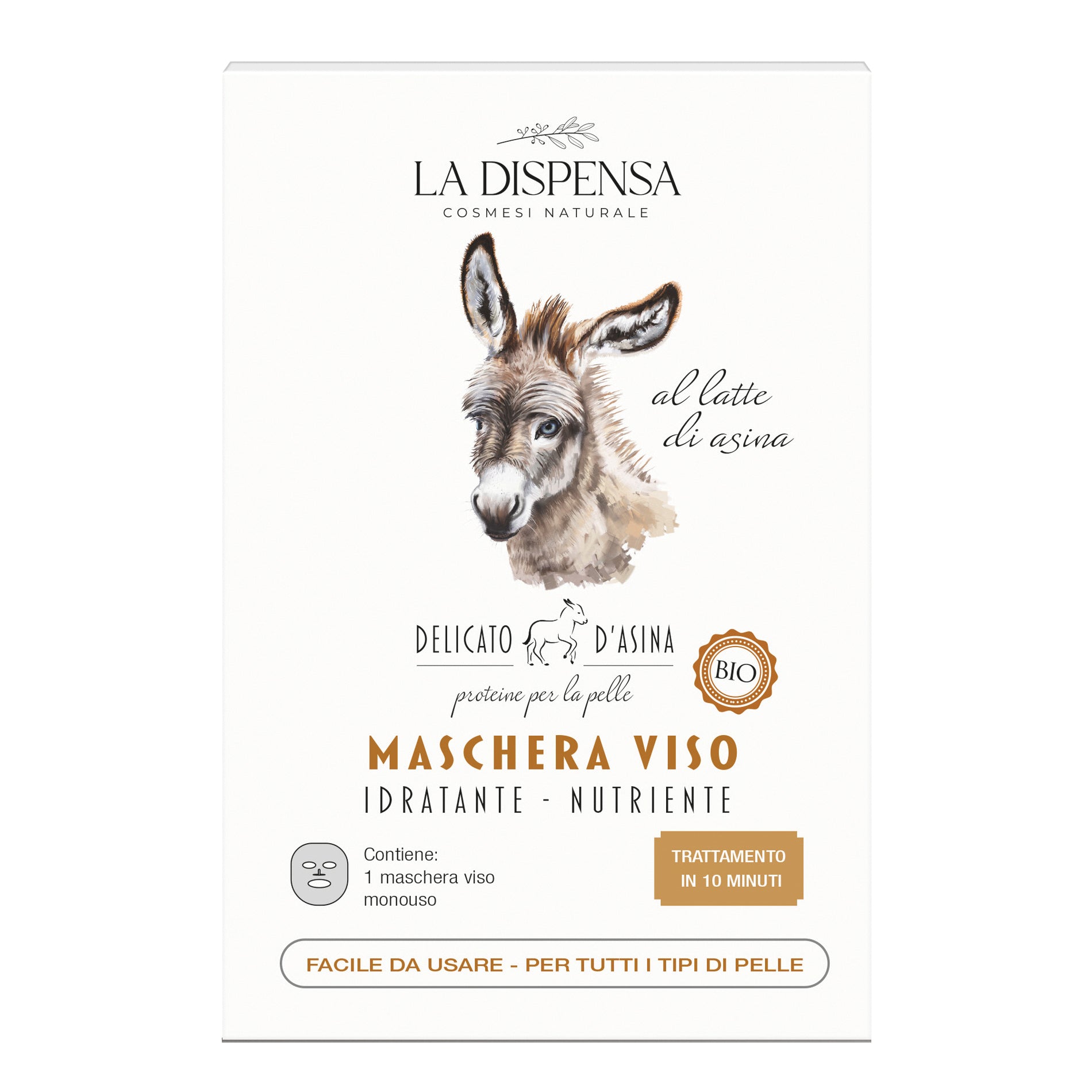 Delicato d'Asina | Maschera Viso Bio in Tessuto | 20 ml