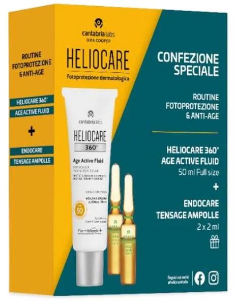 Heliocare 360 Age Active Fluid SPF50 50 ml + Endocare Tensage 2 Ampolle — confronto prezzi