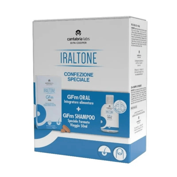 Iraltone Cofanetto Trattamento Capelli e Unghie con Integratore GFm Oral 30 Compresse + GFm Shampoo Travel Size 50 ml