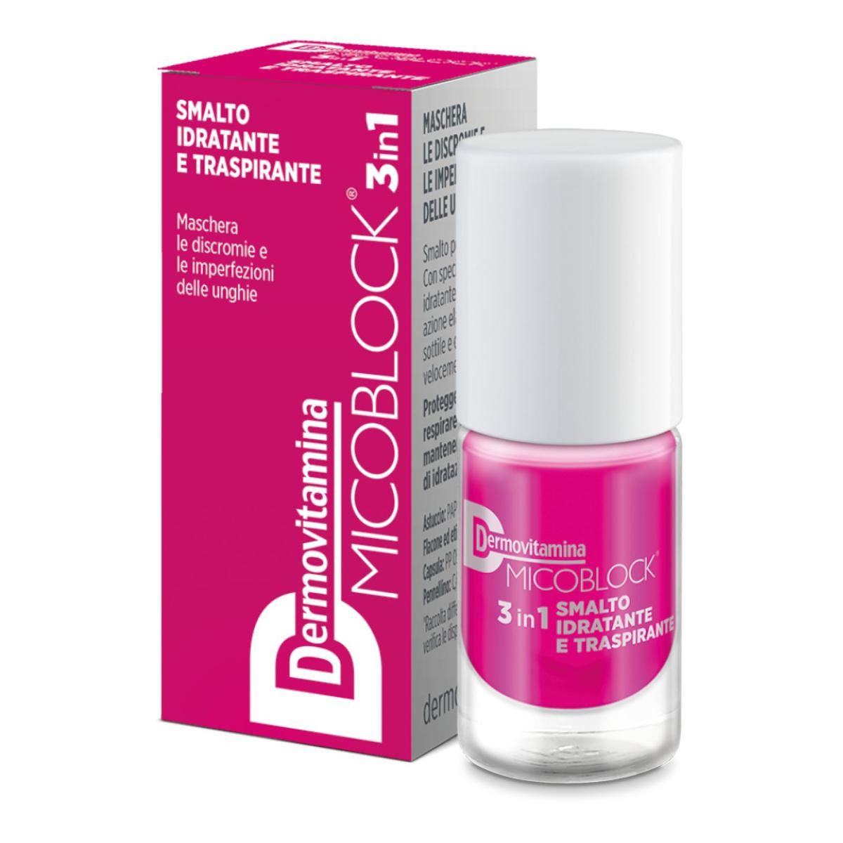 Dermovitamina Micoblock 3 in 1 - Smalto Idratante e Traspirante Colore Fucsia, 5ml