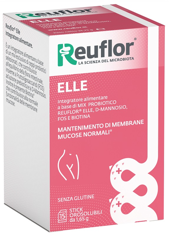 Reuflor Elle Integratore Probiotico per l'Equilibrio Intestinale e Vaginale 15 Stick