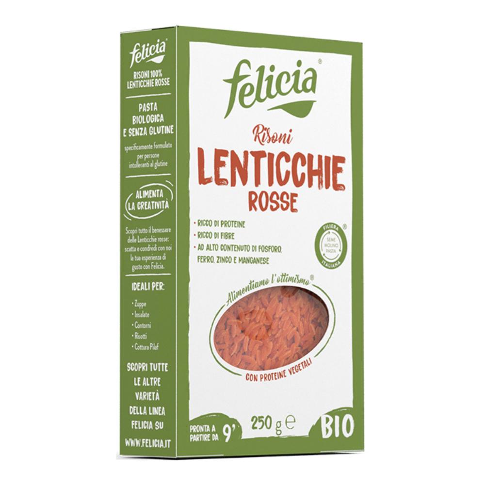 Risoni di Lenticchie Rosse Senza Glutine - Pasta Felicia 250 g