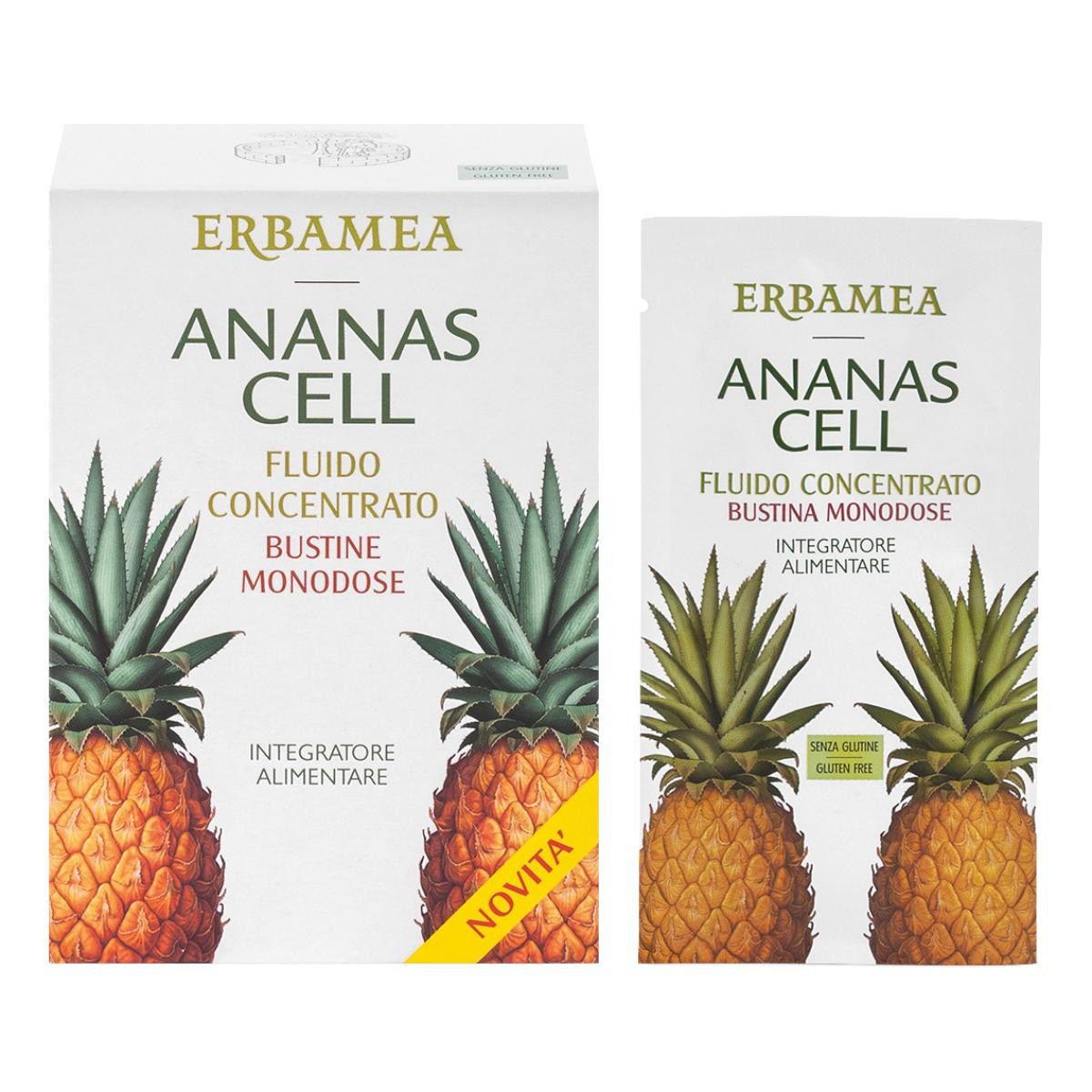 Erbamea Ananas Cell Fluido Concentrato Integratore Drenante 15 Bustine