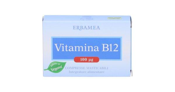 Erbamea Vitamina B12 Integratore Alimentare Masticabile per Energia e Difese Immunitarie, 90 Compresse