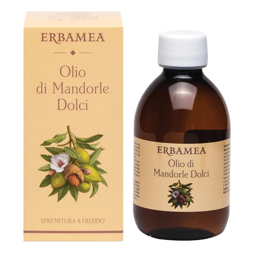 Erbamea Olio di mandorle dolci emolliente per la secchezza e le smagliature, 250 ml