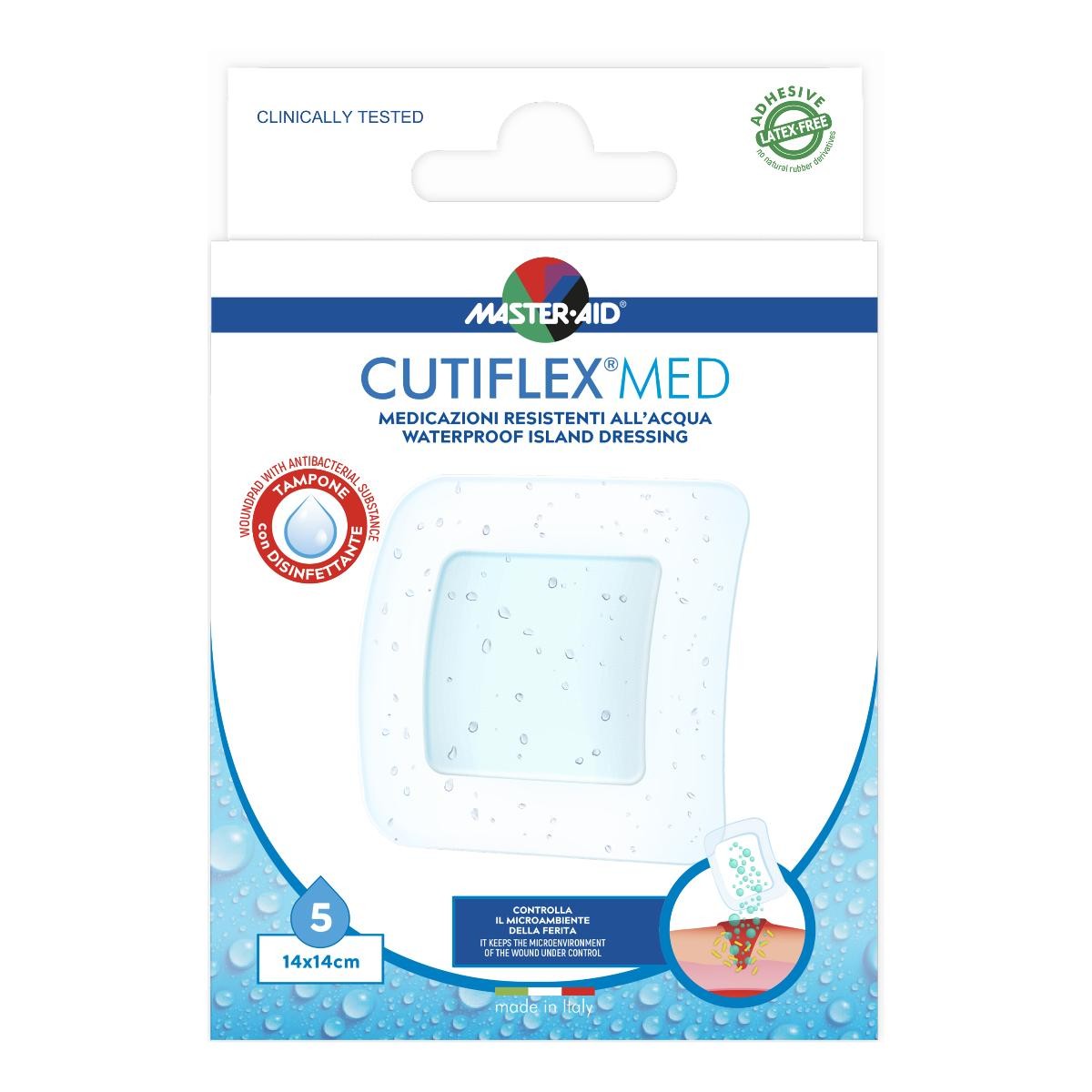 Medicazione adesiva impermeabile trasparente master-aid cutiflexmed 14x14 cm 5 pezzi — confronto prezzi