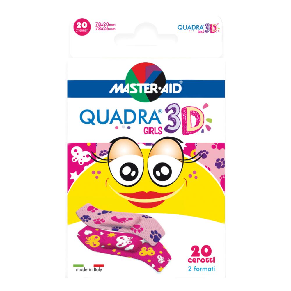 Master Aid Quadra 3D Girls Cerotti Assortiti TNT Colorati Resistenti 20 Pezzi