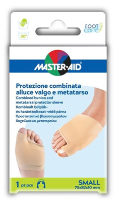 Master-Aid Foot Care - Protezione in gel e tessuto per alluce valgo e metatarso taglia S, 1 pezzo